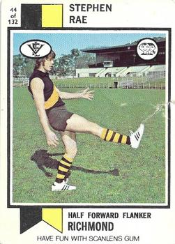 1974 Scanlens VFL #44 Stephen Rae Front